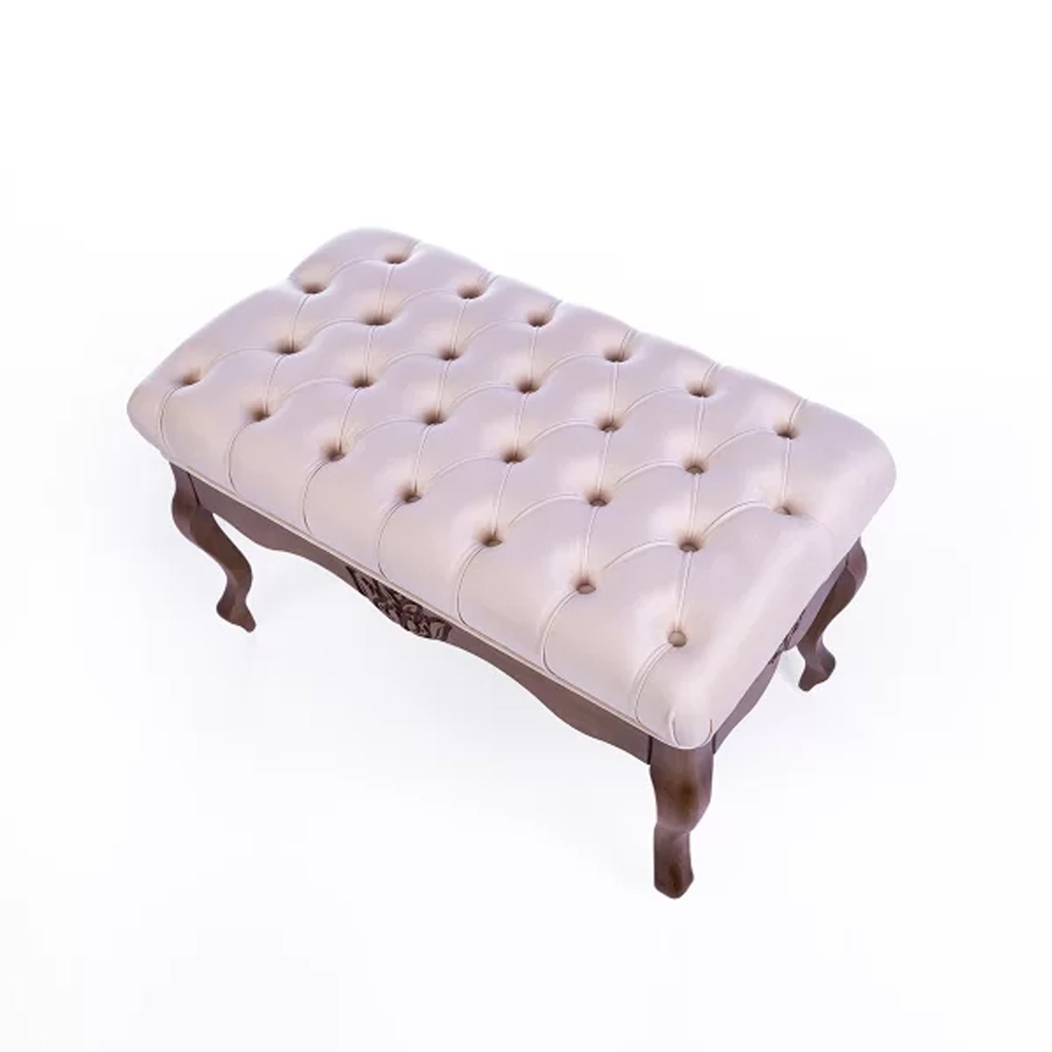 Puff Clássico Gênova Entalhado Pés Estilo Luiz VX 80cm - Decorei Bem