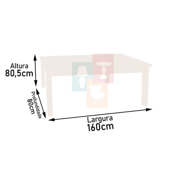 Mesa Colonial Tampo Imbuia Pés Retos 160cm Decorei Bem Nude