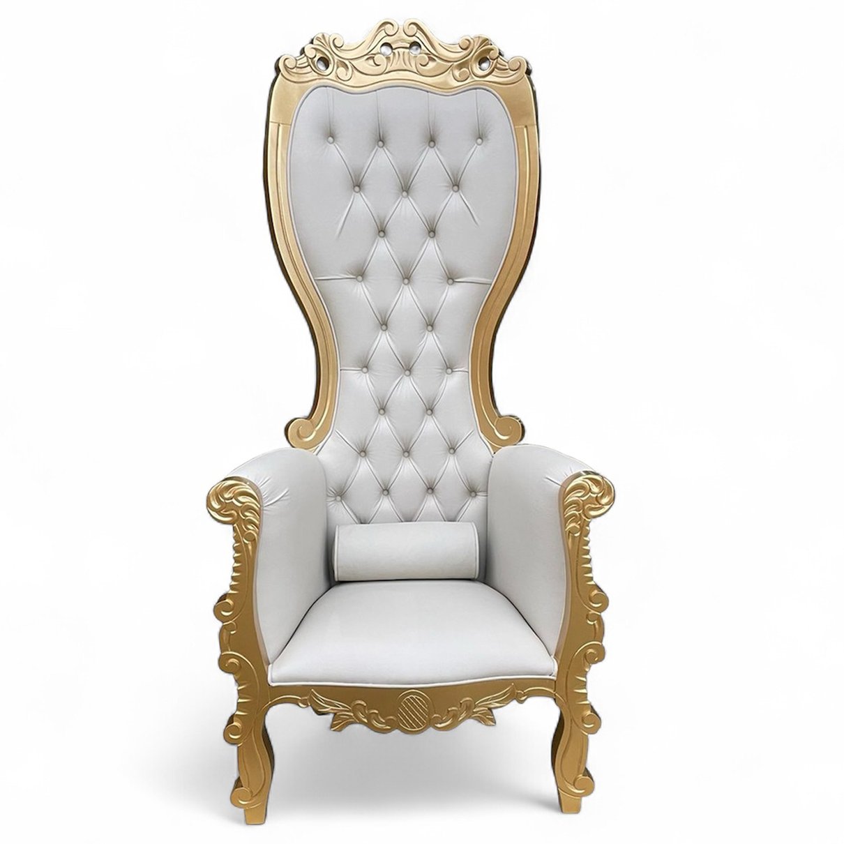 poltrona princess courino off white e dourado frente