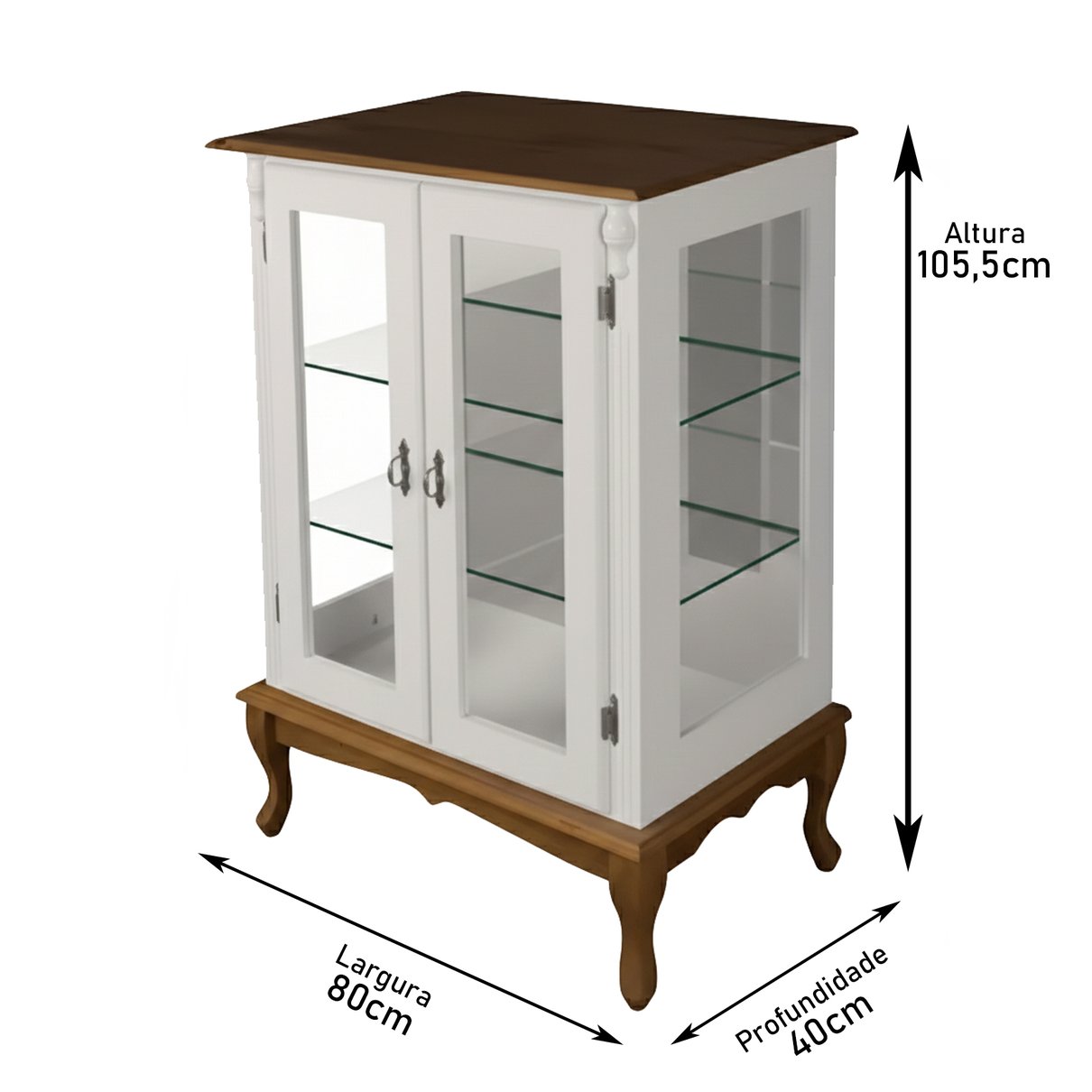 mini cristaleira branco imbuia medidas