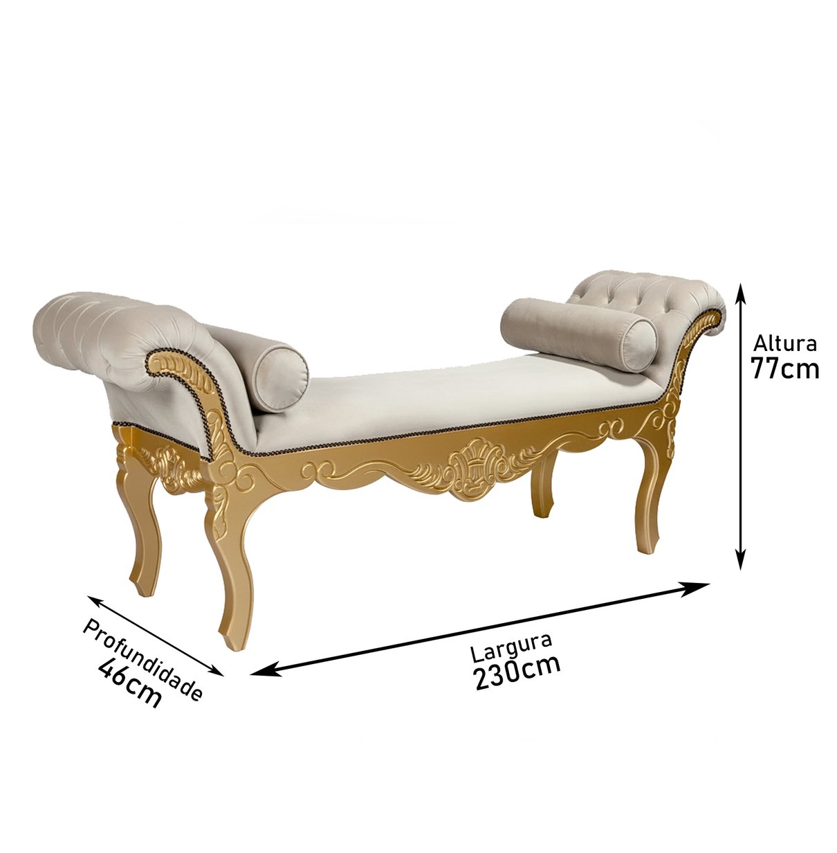 recamier de madeira entalhado