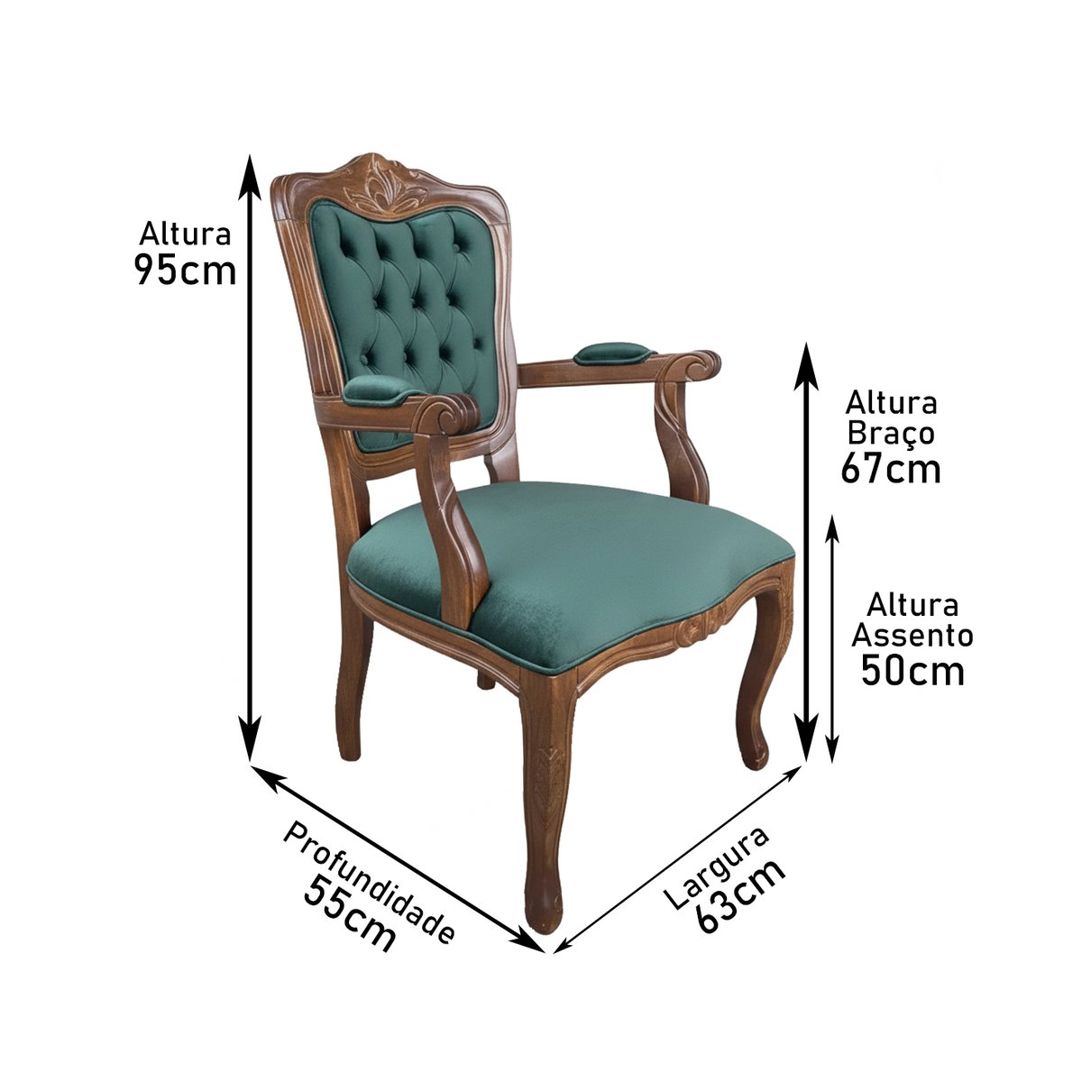 poltrona luiz xv verde medidas