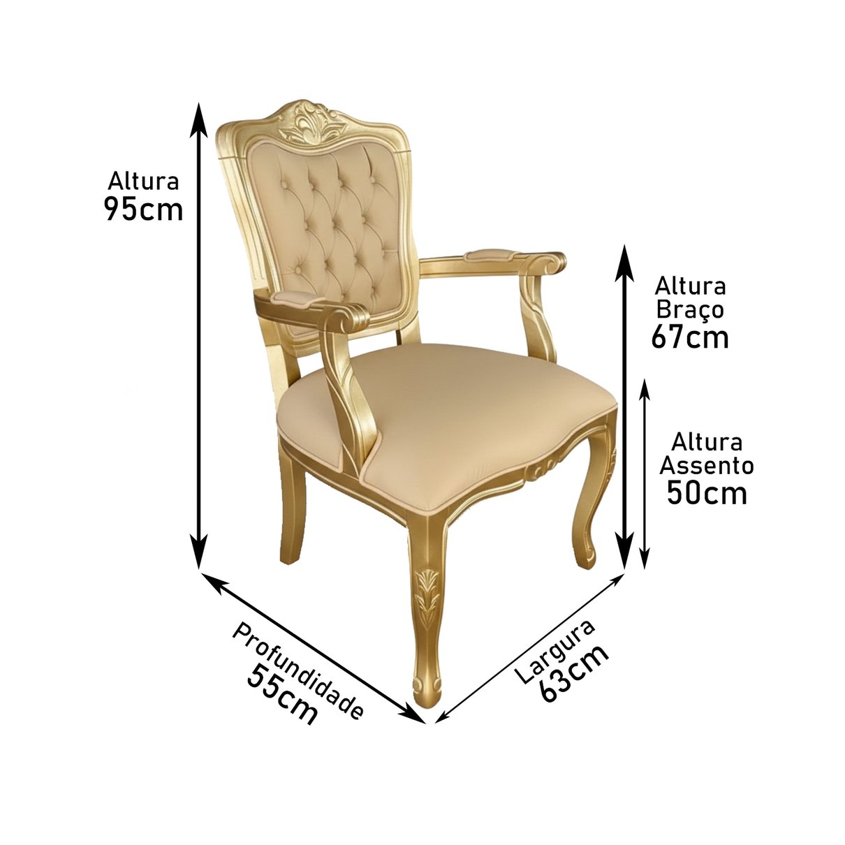 poltrona luiz xv bege medidas