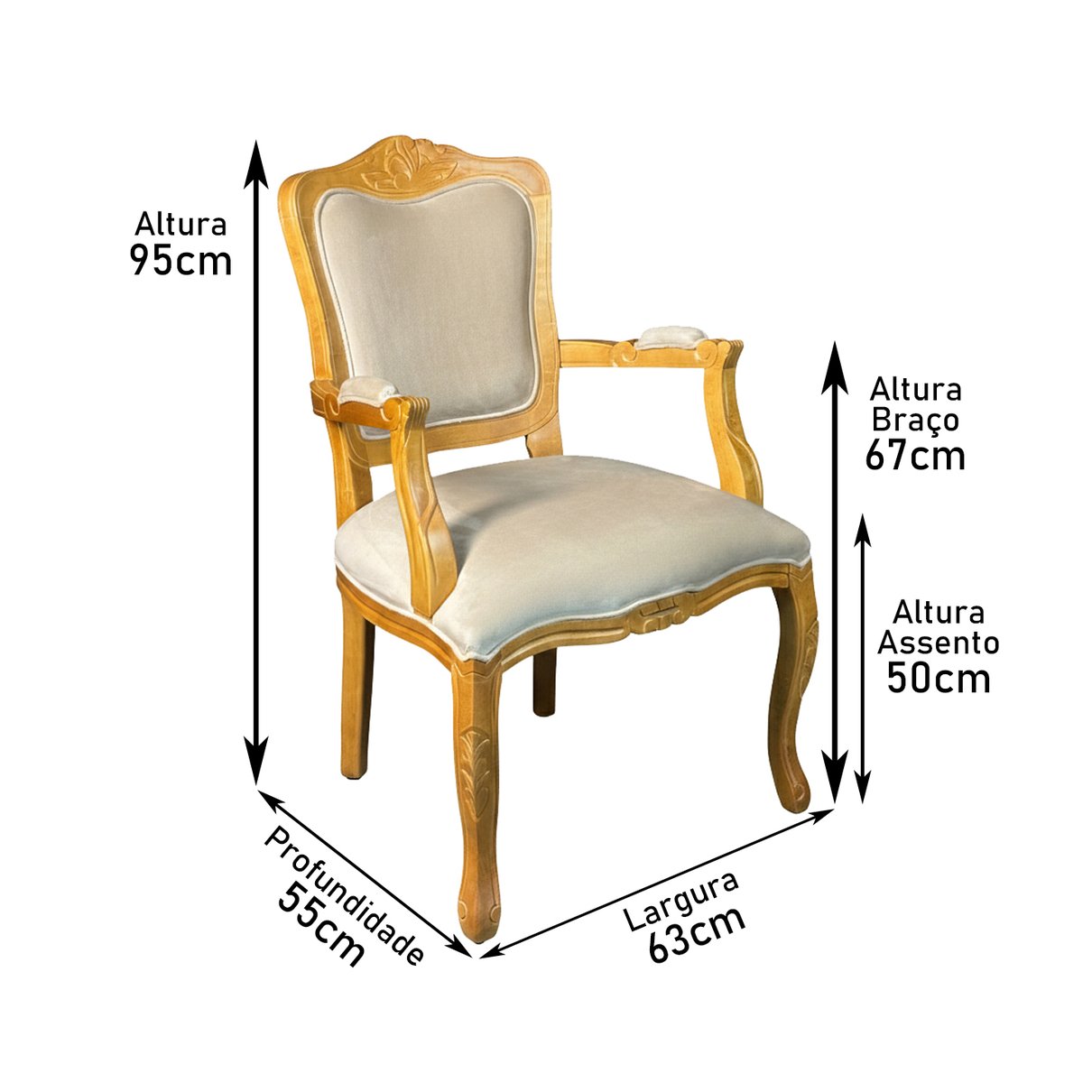 poltrona luiz xv mel suede areia