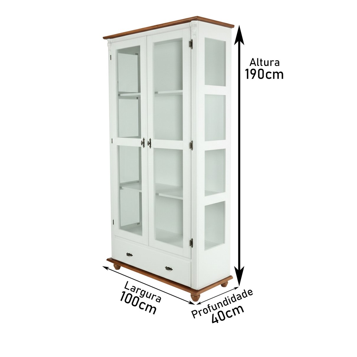 cristaleira 2 portas branca imbuia