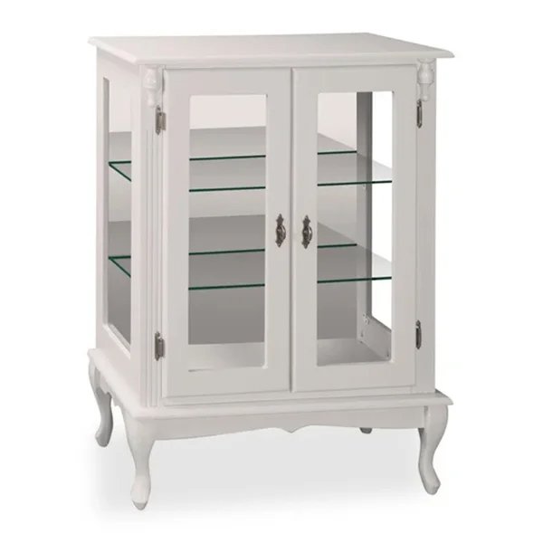 cristaleira baixa com espelho pes luiz xv branco frente copiar