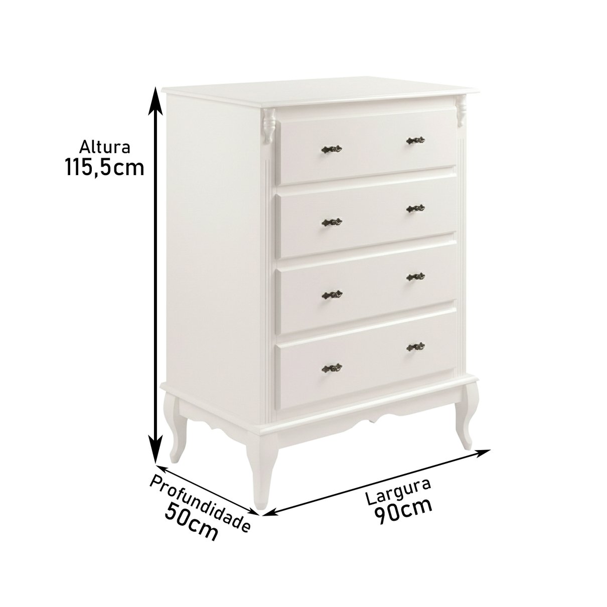 comoda 4 gavetas branco