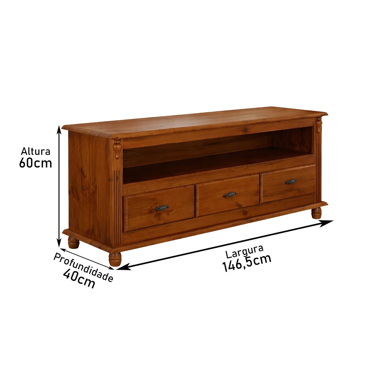 rack 3 gavetas imbuia medidas