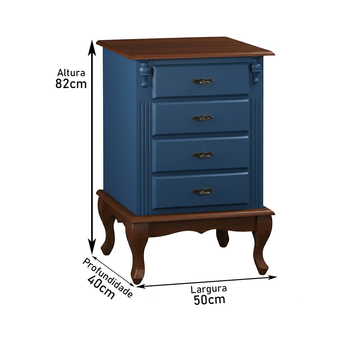 mesa de cabeceira azul imbuia