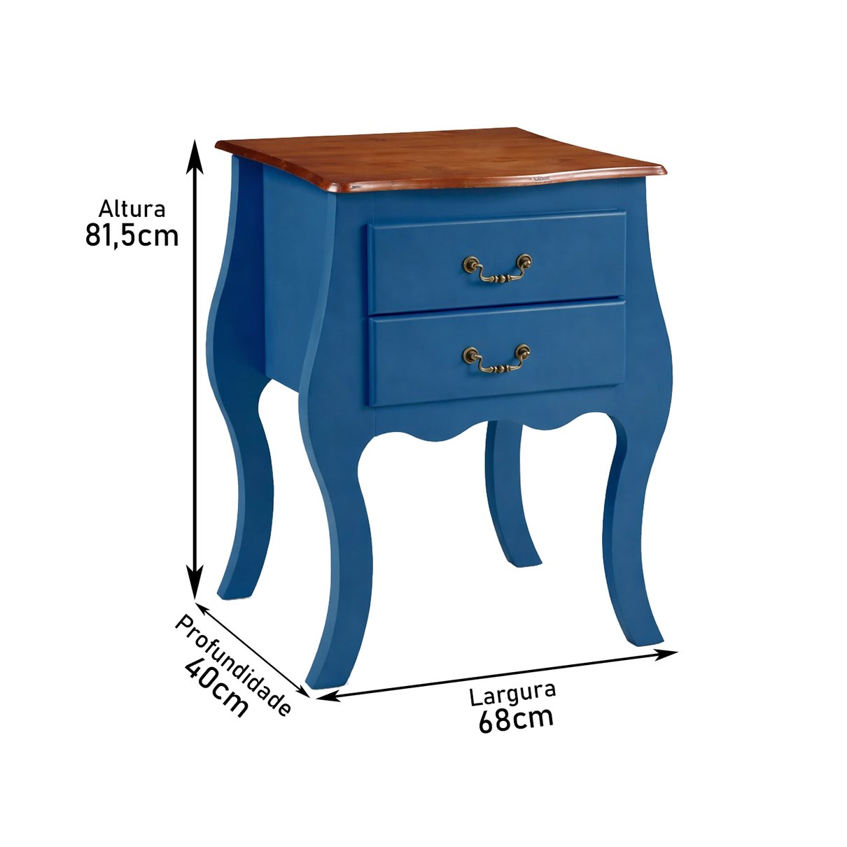 comoda 2 gavetas azul imbuia