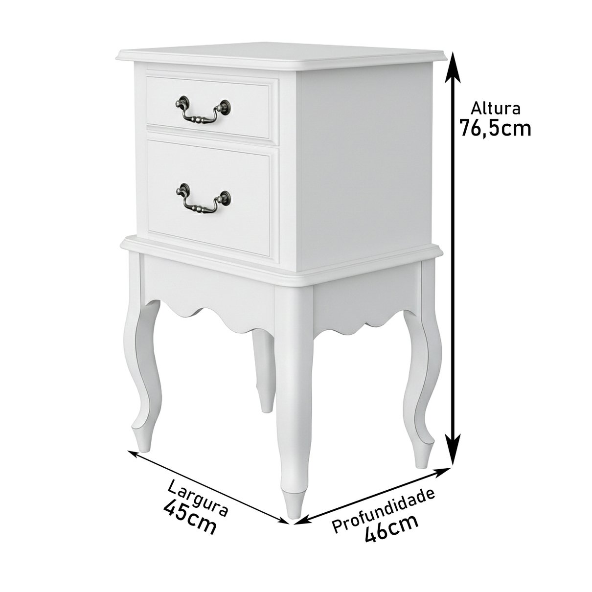 mesa de cabeceira classica branca