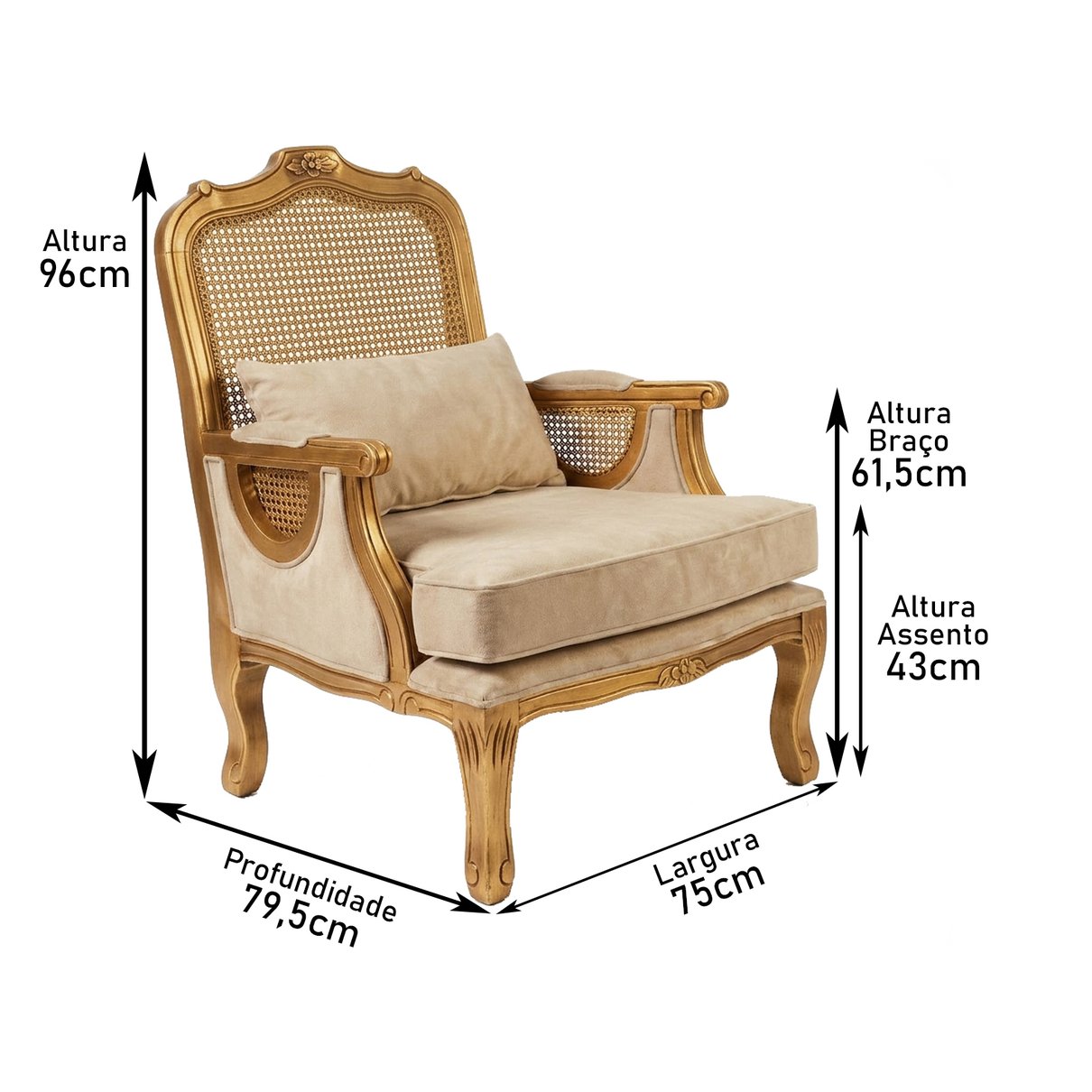 poltrona isabel tela dourado